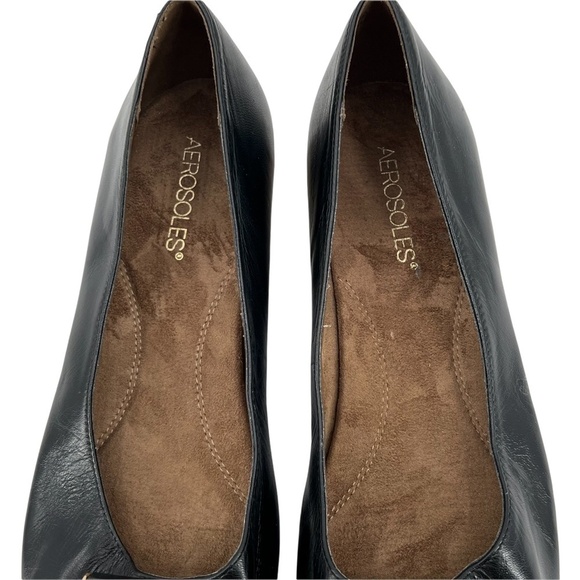 Aerosoles Black Leather Good Times Buckle Ballet Flats Size 10.5 Women’s - Picture 3 of 9